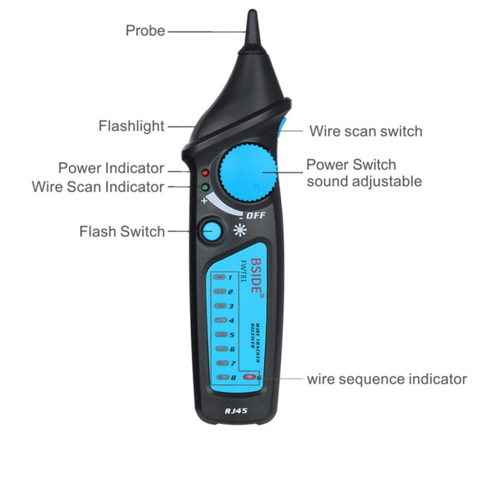 Lisslune | BSIDE FWT81 RJ11 / RJ45 Telephone Wire Tracker Toner Ethernet LAN Network Cable Tester