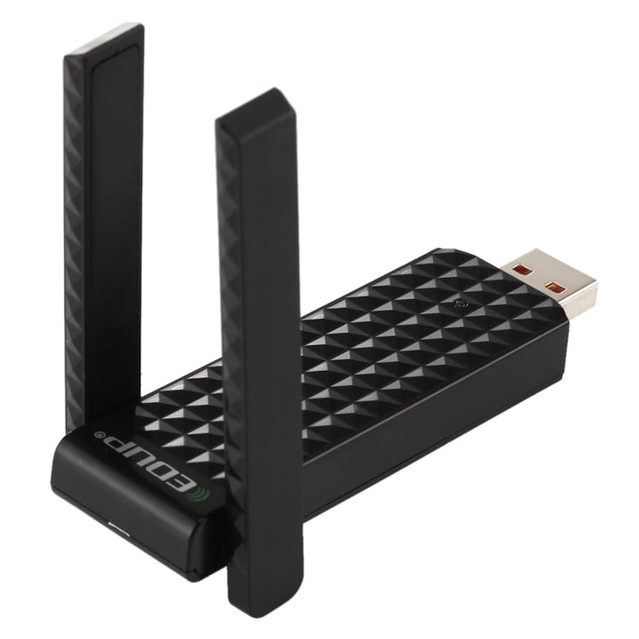Lisslune | EDUP EP-AC1625 600Mbps 2.4G / 5.8GHz Dual Band Wireless 11AC USB 2.0 Adapter Network Card with 2 Antennas for Laptop / PC (Black)