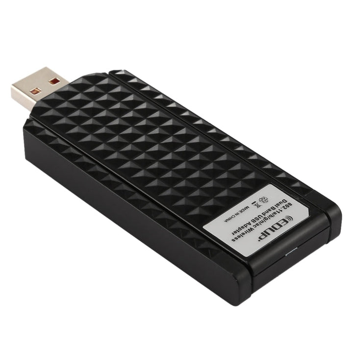 Lisslune | EDUP EP-AC1625 600Mbps 2.4G / 5.8GHz Dual Band Wireless 11AC USB 2.0 Adapter Network Card with 2 Antennas for Laptop / PC (Black)