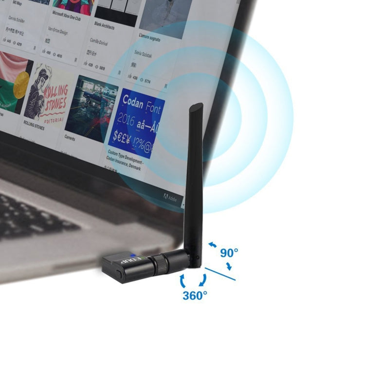 Lisslune | EDUP EP-AC1635 600Mbps Dual Band Wireless 11AC USB Ethernet Adapter 2dBi Antenna for Laptop / PC (Black)
