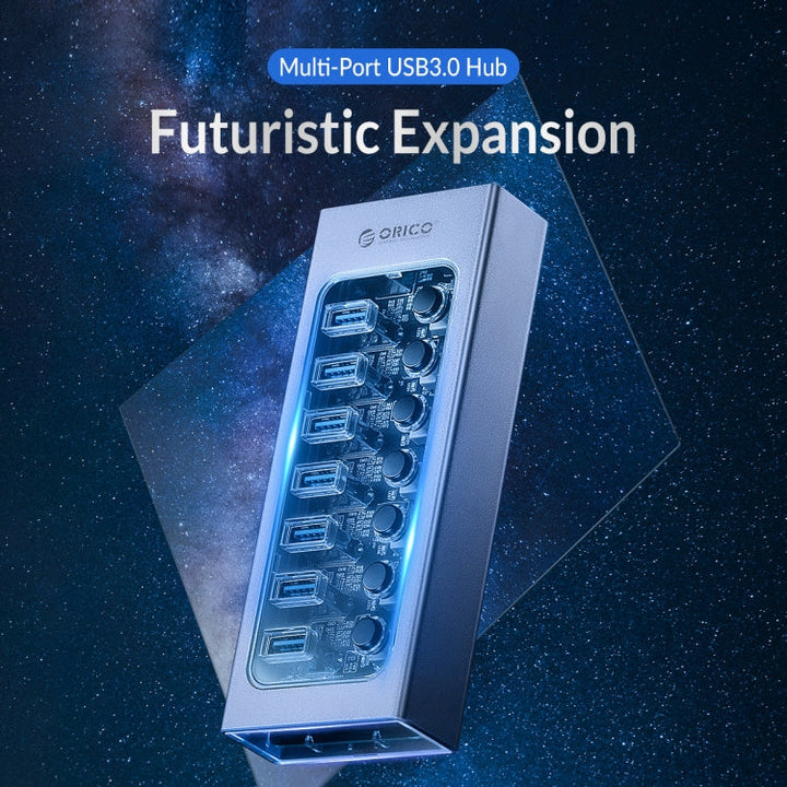 Lisslune | ORICO AT2U3-13AB-GY-BP 13 Ports USB 3.0 HUB with individual switches & blue LED display, AU plug