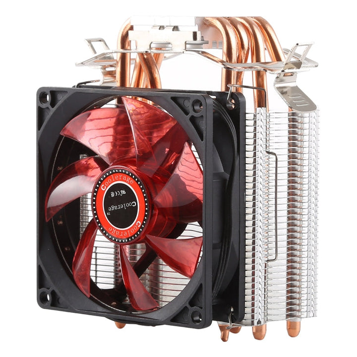 Lisslune | CoolAge L400 DC 12V 1600PRM 40.5cfm heatsink hydraulic bearing cooling fan CPU cooler for AMD Intel 775 1150 1156 1151 (Red)
