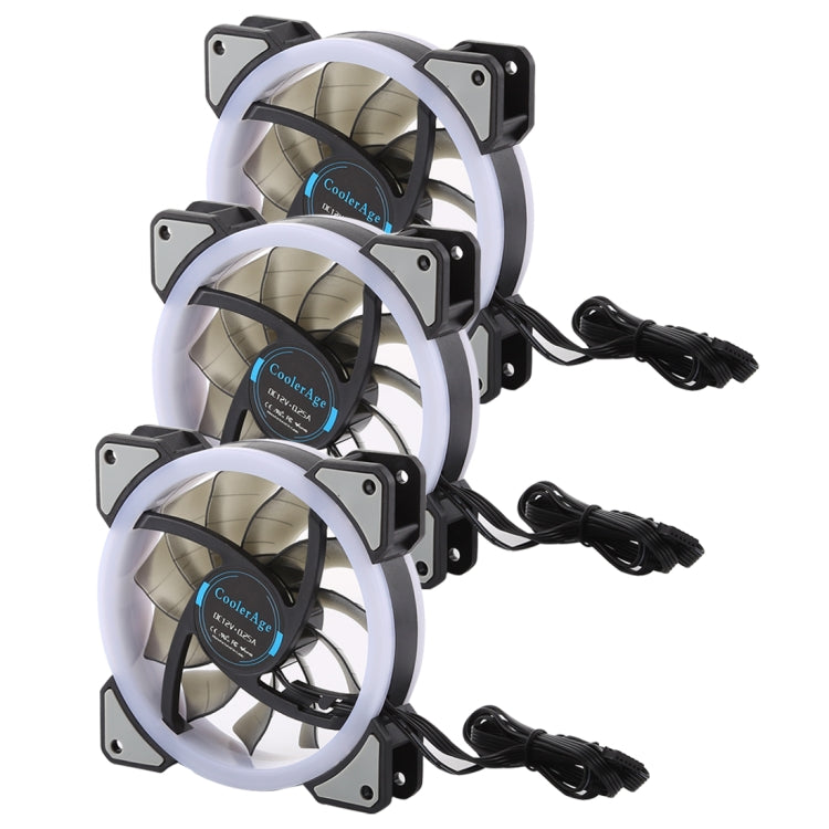 Lisslune | 3 PCS CoolerAge DC 12V - 0.25A 2500RPM Remote Control Computer Cooler Cooling Case Fan with Adjustable LED