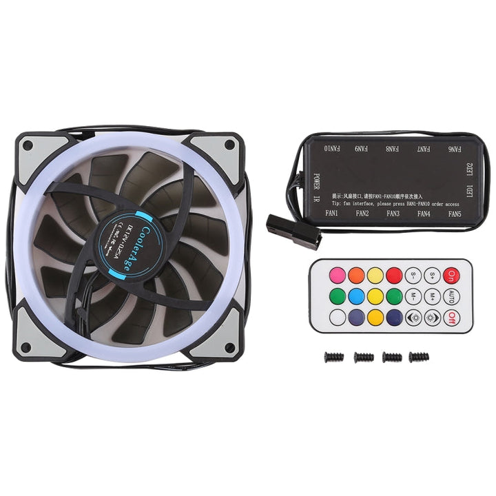 Lisslune | 3 PCS CoolerAge DC 12V - 0.25A 2500RPM Remote Control Computer Cooler Cooling Case Fan with Adjustable LED