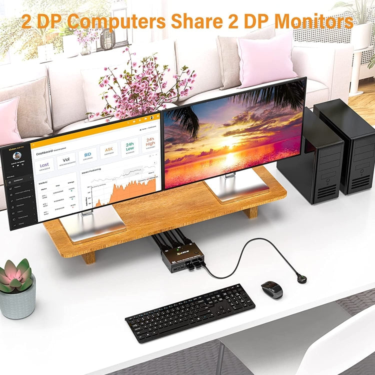 Lisslune | KC-KVM202DPA-USB2.0 DP 3DP+3DP KVM Switch (Black)
