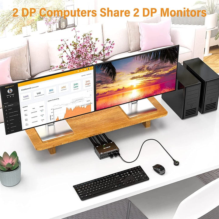 Lisslune | KC-KVM202DPA-USB2.0 DP 3DP+3DP KVM Switch (Black)