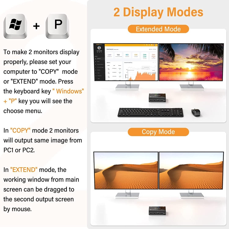 Lisslune | KC-KVM202DPA-USB2.0 DP 3DP+3DP KVM Switch (Black)