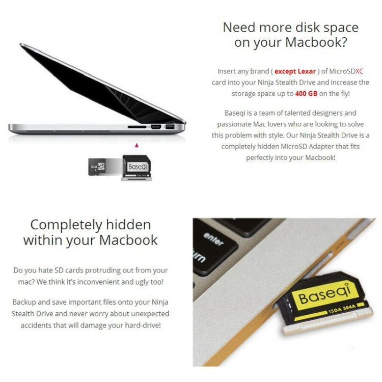 Lisslune | BASEQI Hidden Aluminum Alloy High-Speed SD Card Case for Dell XPS 15.6 Inch (9560 / 9570) Laptop