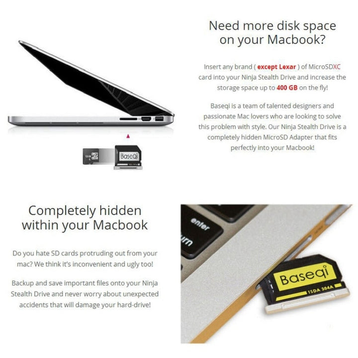 Lisslune | BASEQI Hidden Aluminum Alloy High-Speed SD Card Case for Dell XPS 15.6 Inch (9560 / 9570) Laptop
