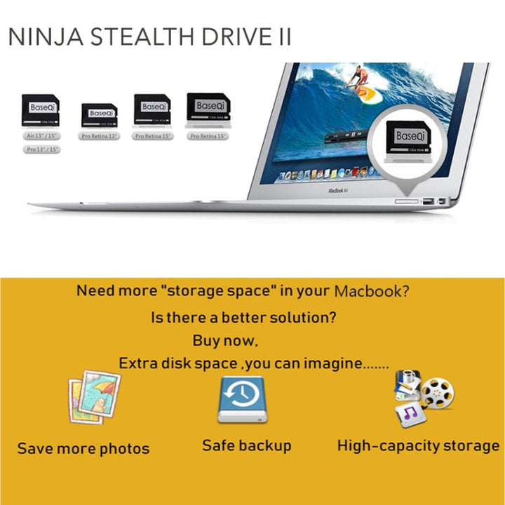 Lisslune | BASEQI Hidden Aluminum Alloy SD Card Case for MacBook Air 13.3 Inch Laptops