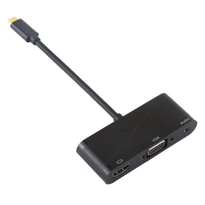 Lisslune | USB 2.0 + Audio port + VGA + HDMI to USB-C / Type-C HUB adapter (Black)