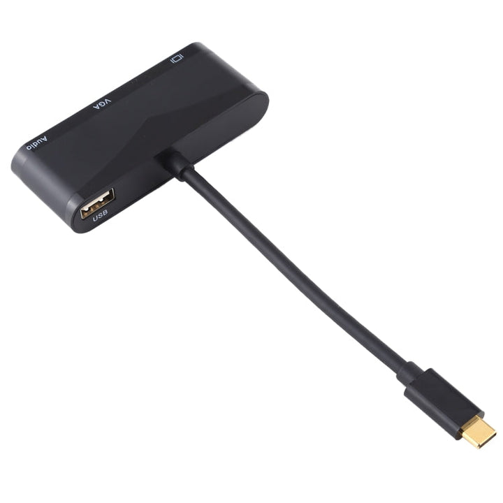 Lisslune | USB 2.0 + Audio port + VGA + HDMI to USB-C / Type-C HUB adapter (Black)