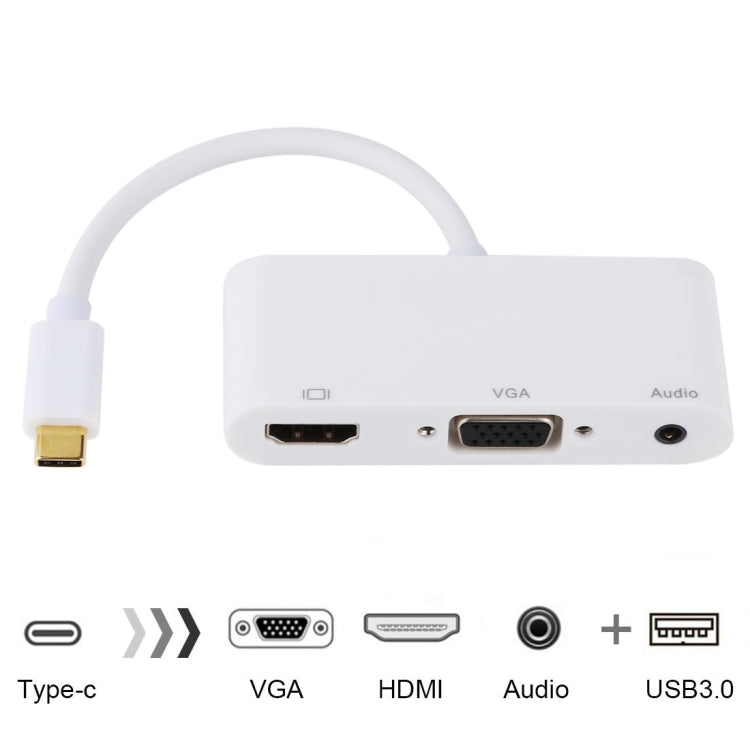 Lisslune | USB 2.0 + Audio Port + VGA + HDMI to USB-C / Type-C HUB Adapter (White)