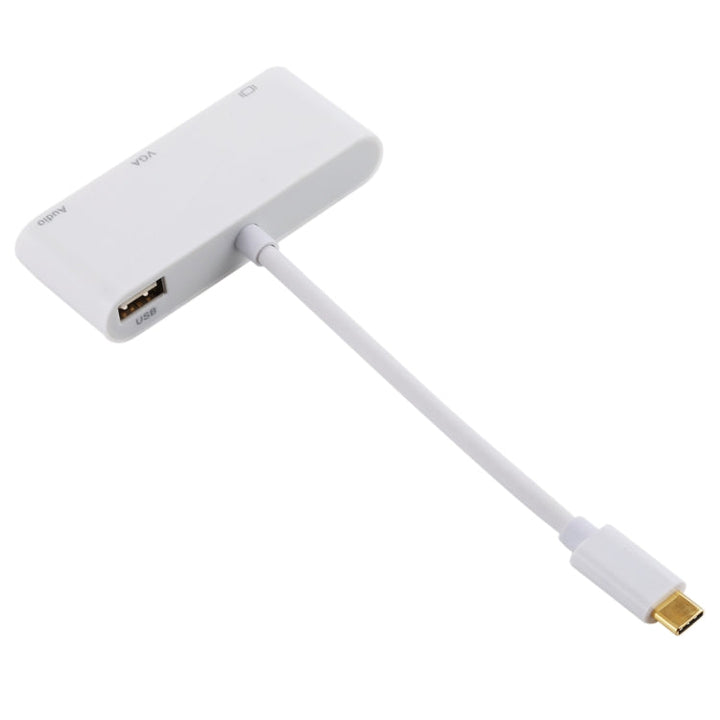 Lisslune | USB 2.0 + Audio Port + VGA + HDMI to USB-C / Type-C HUB Adapter (White)