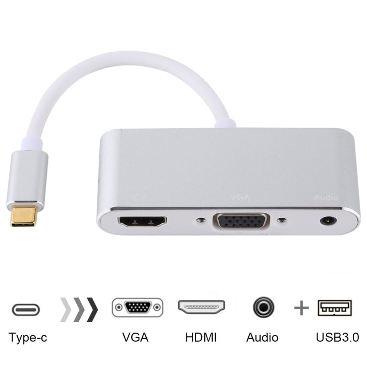 Lisslune | USB 2.0 + Audio Port + VGA + HDMI to USB-C / Type-C HUB Adapter (Silver)