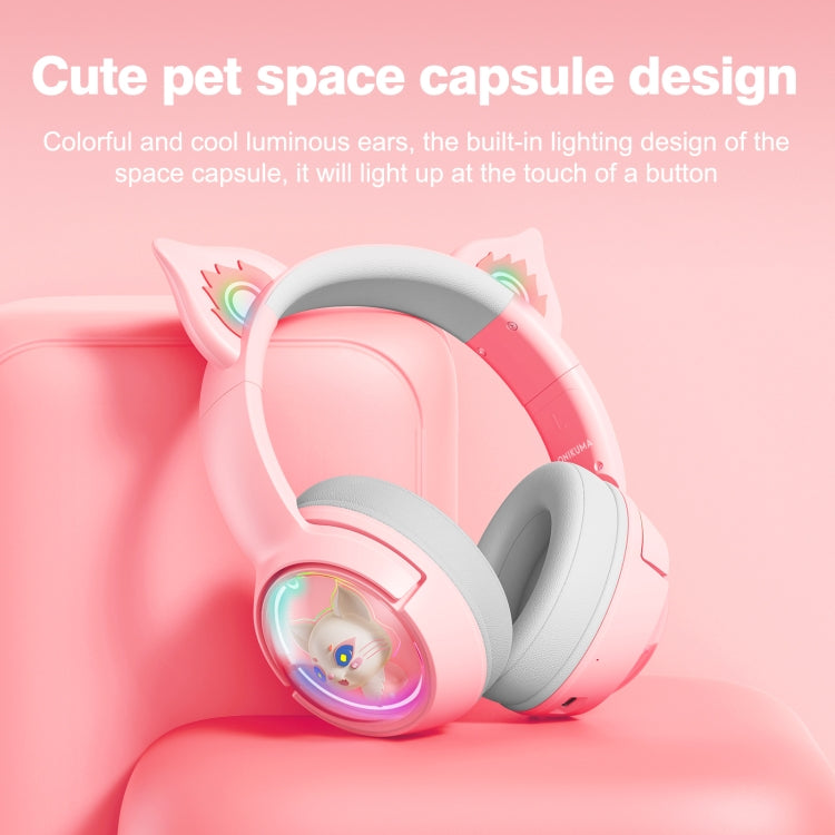 Lisslune | B5 Cat Ear Design USB-C / Type-C RGB Wireless Bluetooth HiFi Headset (Pink)
