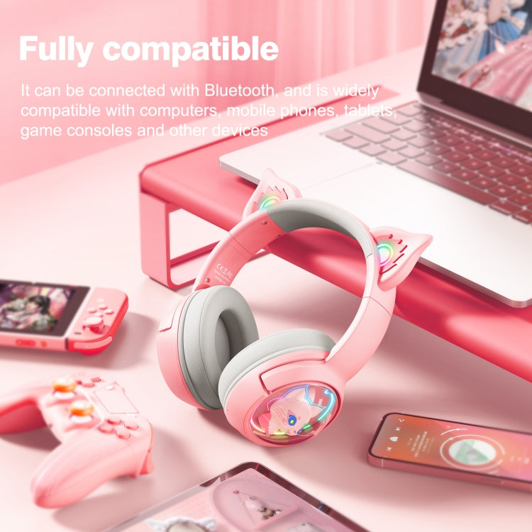 Lisslune | B5 Cat Ear Design USB-C / Type-C RGB Wireless Bluetooth HiFi Headset (Pink)