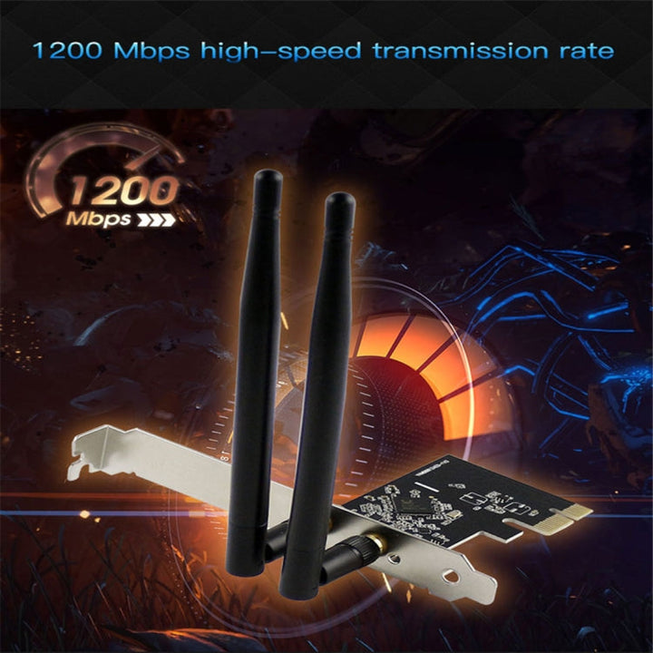 Lisslune | EDUP EP-9607 1200Mbps Dual-Band PCI-E Express Wireless Adapter Network Card with 2 x 6dBi Antennas