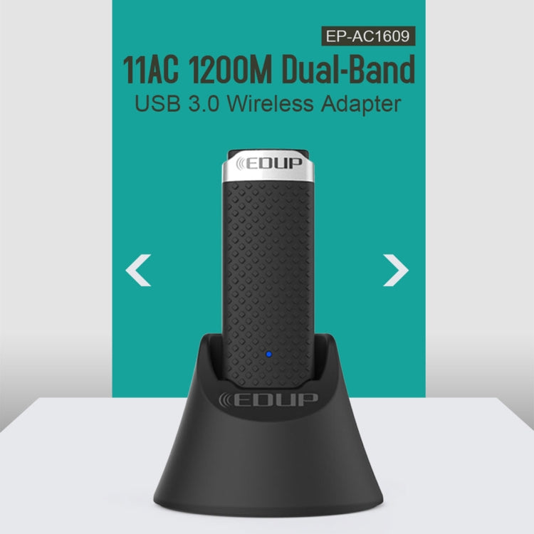 Lisslune | EDUP EP-AC1609 1200Mbps High-Speed USB 3.0 WiFi Adapter Receiver Ethernet Adapter with 1 m Extension Cable and Base