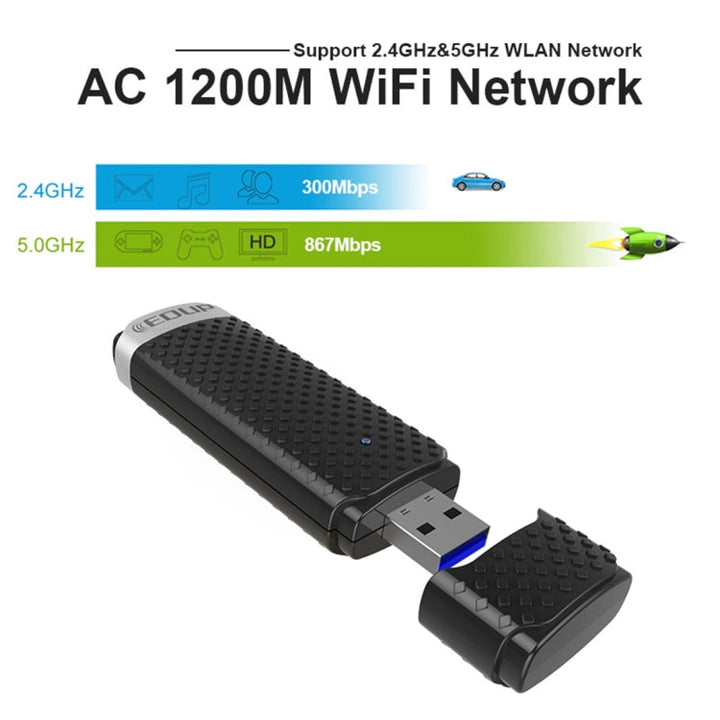 Lisslune | EDUP EP-AC1617 1200Mbps High-Speed USB 3.0 WiFi Adapter Receiver Ethernet Adapter