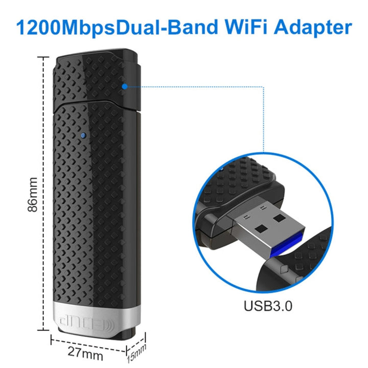 Lisslune | EDUP EP-AC1617 1200Mbps High-Speed USB 3.0 WiFi Adapter Receiver Ethernet Adapter