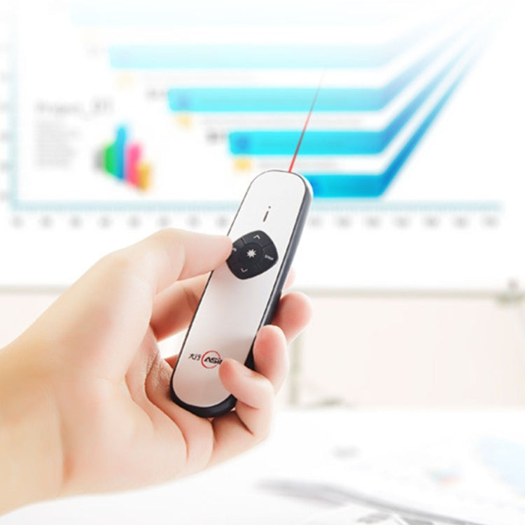 Lisslune | ASiNG A800 USB Charger 2.4GHz Wireless Presenter PowerPoint Clicker Presentation Remote Pointer, Control Range: 100m(White)