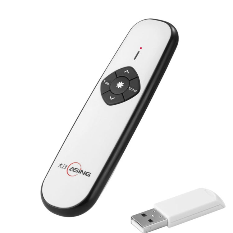Lisslune | ASiNG A800 USB Charger 2.4GHz Wireless Presenter PowerPoint Clicker Presentation Remote Pointer, Control Range: 100m(White)