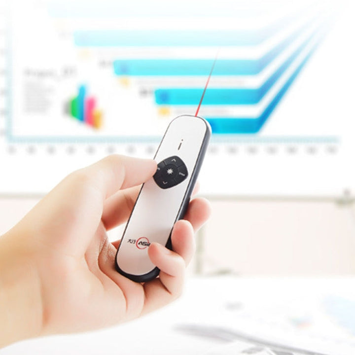 Lisslune | ASiNG A800 USB Charger 2.4GHz Wireless Presenter PowerPoint Clicker Presentation Remote Pointer, Control Range: 100m(White)