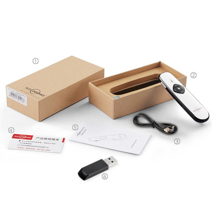 Lisslune | ASiNG A800 USB Charger 2.4GHz Wireless Presenter PowerPoint Clicker Presentation Remote Pointer, Control Range: 100m(White)