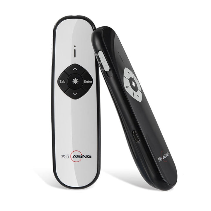 Lisslune | ASiNG A800 USB Charger 2.4GHz Wireless Presenter PowerPoint Clicker Presentation Remote Pointer, Control Range: 100m(White)