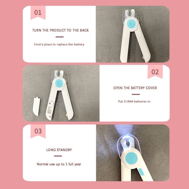 Pet Cat and Dog LED Light Nail Clipper (Blue)