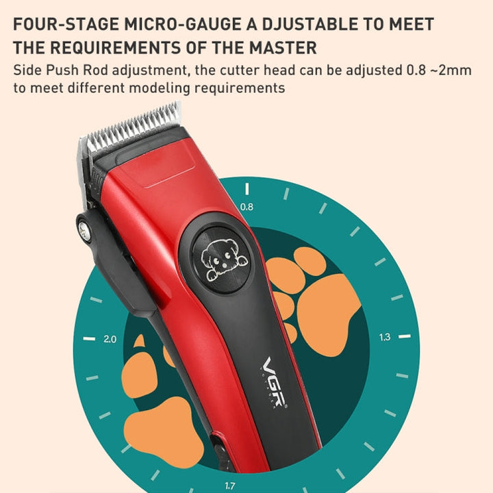 VGR V-202 Pet Grooming Electric Hair Clipper (Red)