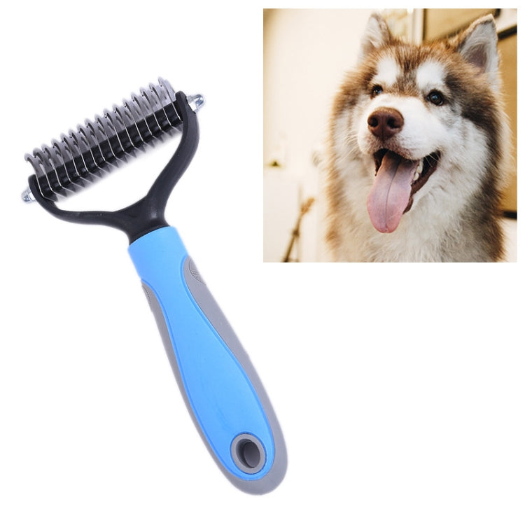 Dog fur comb Beauty cleaning supplies dog stainless steel dog comb, size: 18x7cm (Blue)