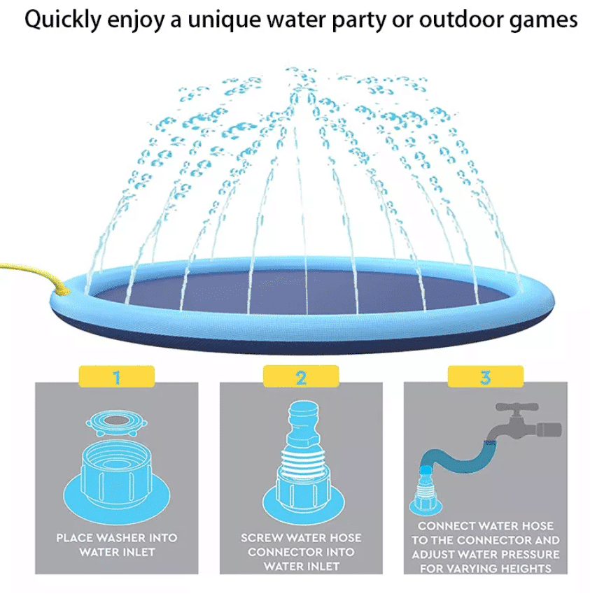 Lisslune | PawSplash Dog Bath – Inflatable Water Mat with Sprayers for Pets