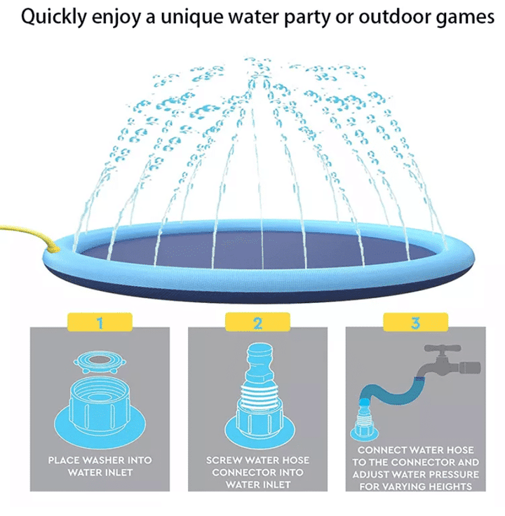 Lisslune | PawSplash Dog Bath – Inflatable Water Mat with Sprayers for Pets