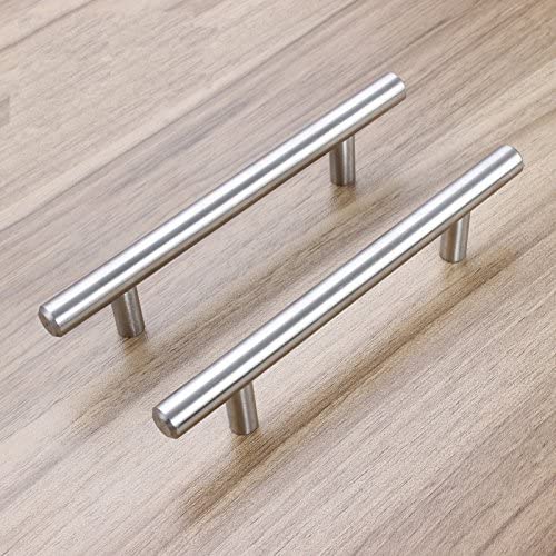 Lisslune | Brushed Nickel Modern Stainless Steel Drawer Hardware T-Bar Handles
