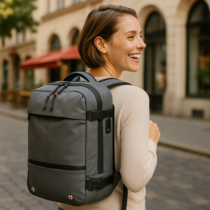 Lisslune | Packlite Slim – Waterproof compression backpack with USB connection for hand luggage