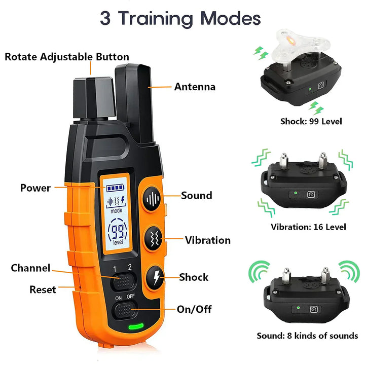 Lisslune | Advanced Dog Training Collar with Remote Control – Waterproof, Rechargeable, Up to 1000m Range