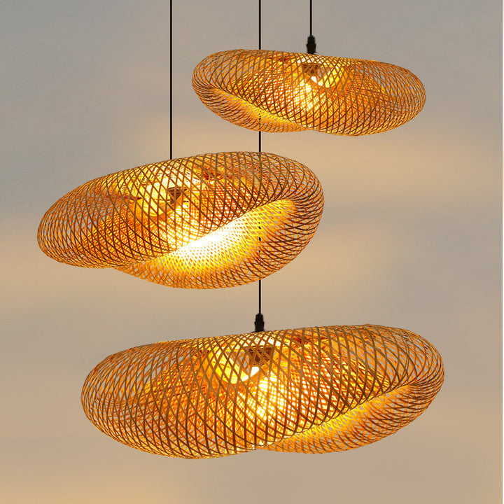 Lisslune | Rattan Woven Bamboo - Pendant Light - Led - Light