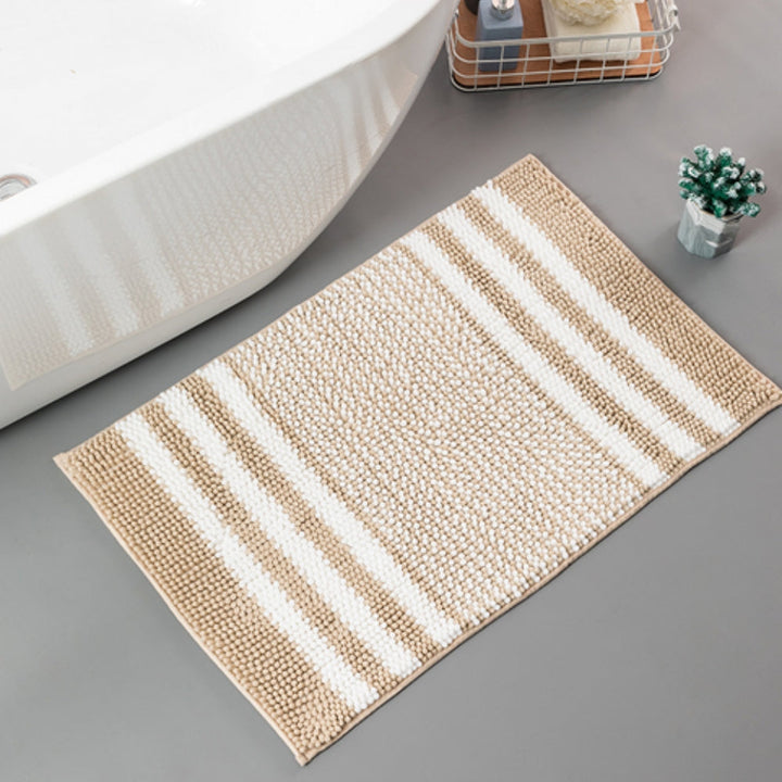 Lisslune | Pebble-Knit Striped Chenille Bath Mat