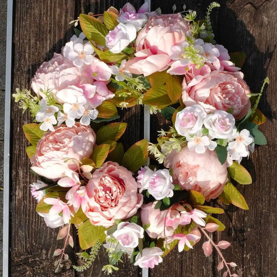 Lisslune | Artificial Wreath - AutumnBloom - Outdoor & Peonies - Cozy Autumn Decoration