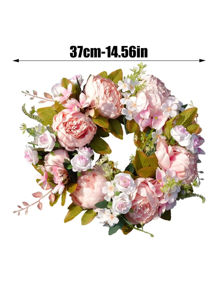 Lisslune | Artificial Wreath - AutumnBloom - Outdoor & Peonies - Cozy Autumn Decoration