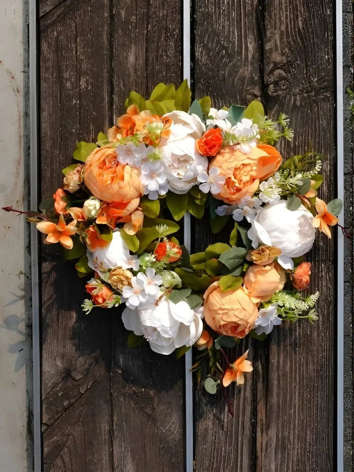 Lisslune | AutumnGlow Autumn Wreath - Artificial Wreath with Realistic Peonies for Outdoors