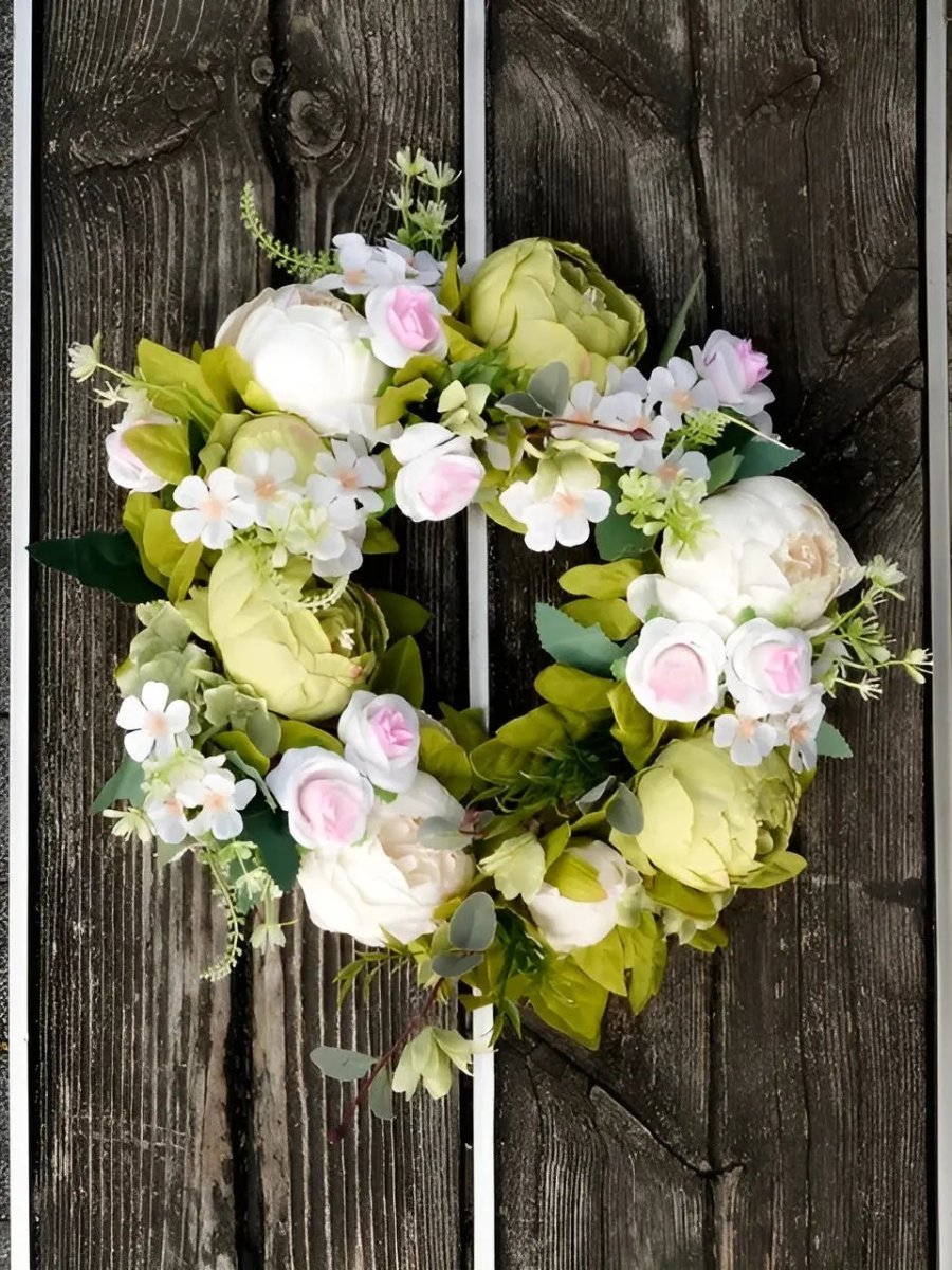 Lisslune | AutumnGlow Autumn Wreath - Artificial Wreath with Realistic Peonies for Outdoors