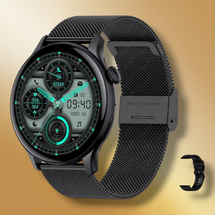 Lisslune | Smartwatch with black steel wristband "Velorith"