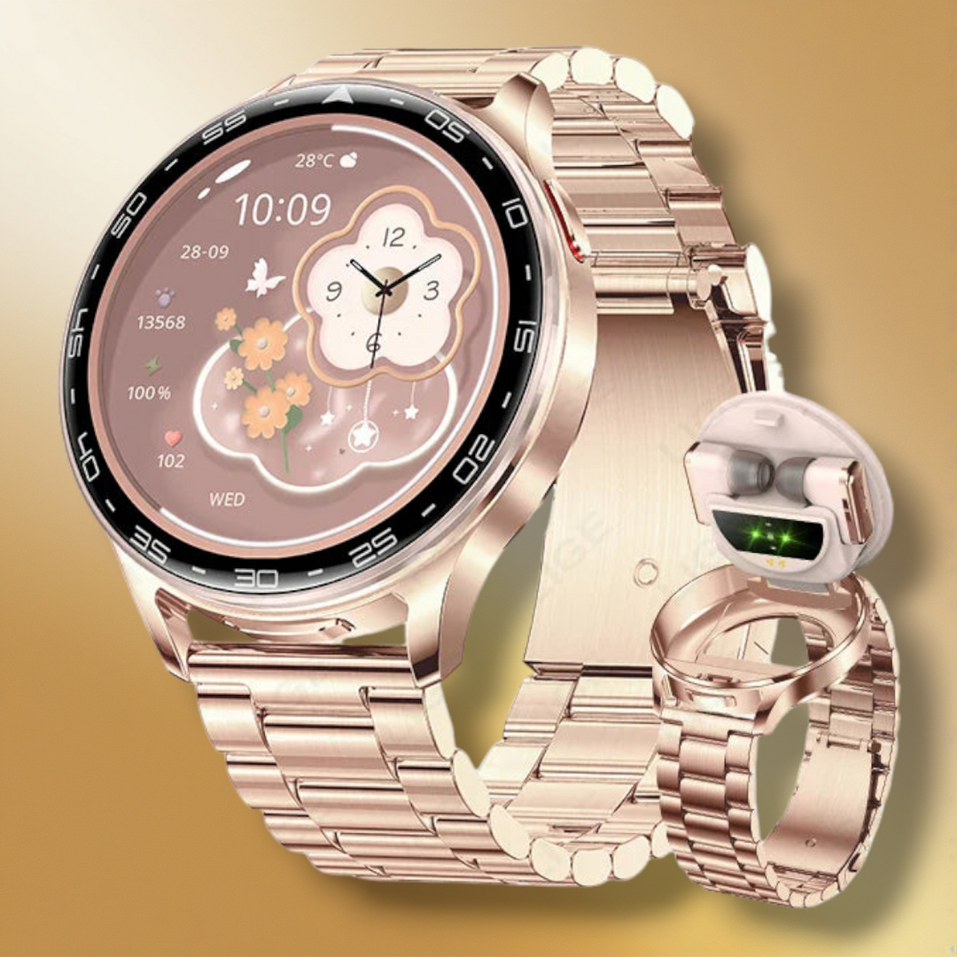Lisslune | Smartwatch Women Bracelet Stainless Steel Rose Gold "Pulsaristra"