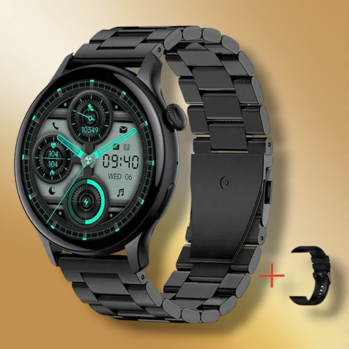 Lisslune | Men's Smartwatch Stainless Steel Band Black "Vynthorath"