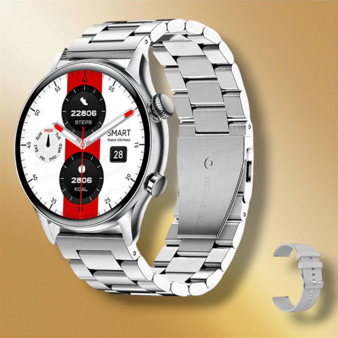 Lisslune | Smartwatch that answers calls and SMS in silver steel "Helisarion"