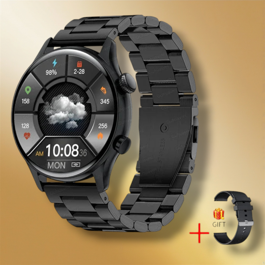 Lisslune | Smartwatch that answers calls and SMS in black steel "Zevonir"