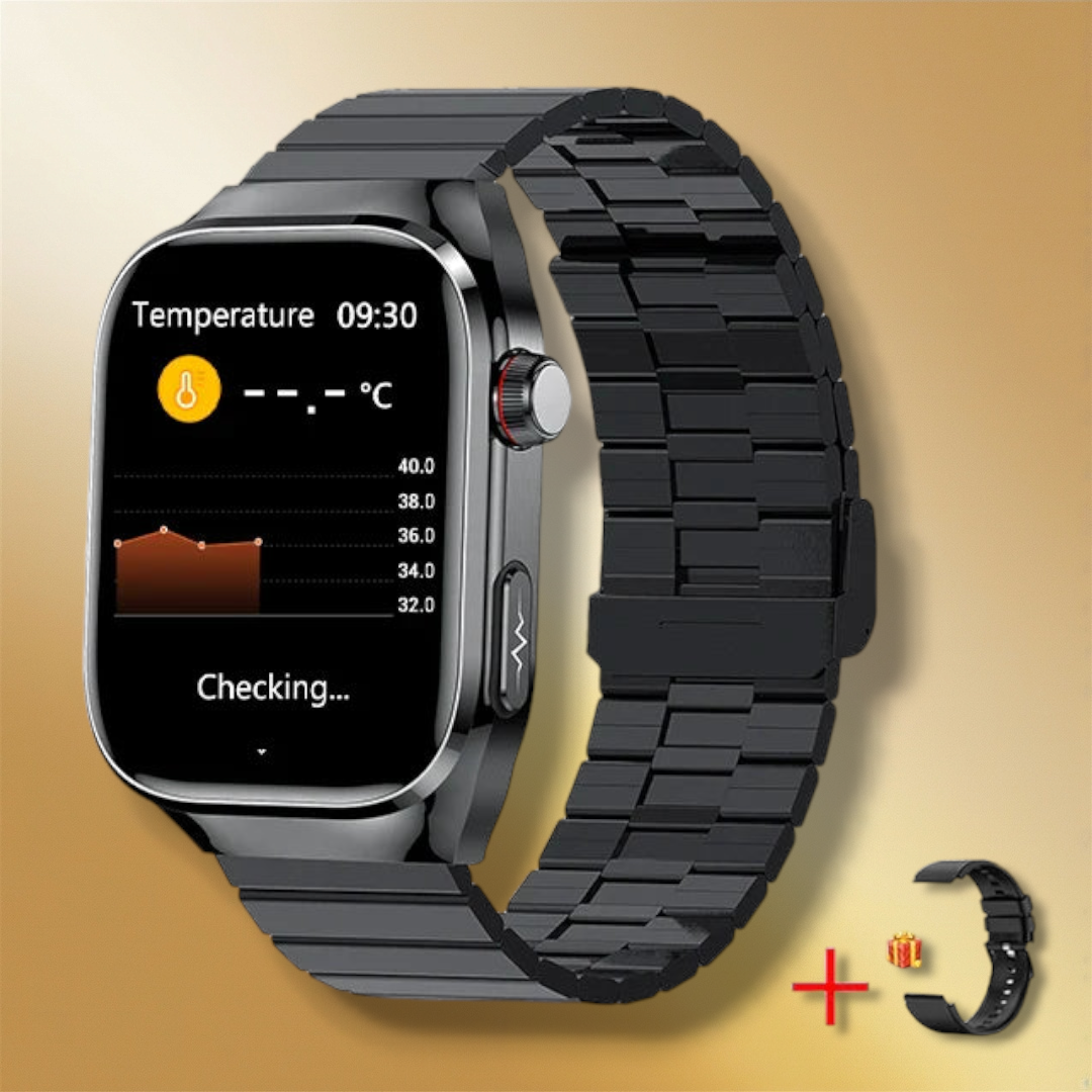 Lisslune | Rectangular Men's Smartwatch made of black stainless steel "Quanthelios"